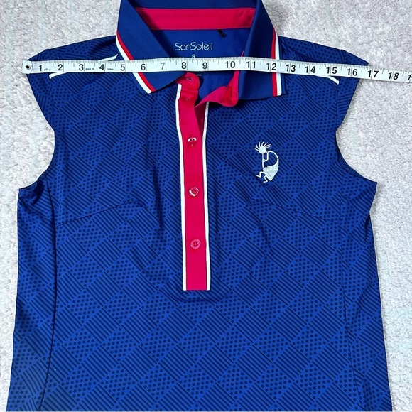 San Soleil Navy Golf Dress with Red and White Accents Size Small Stars Stripes - Picture 7 of 11